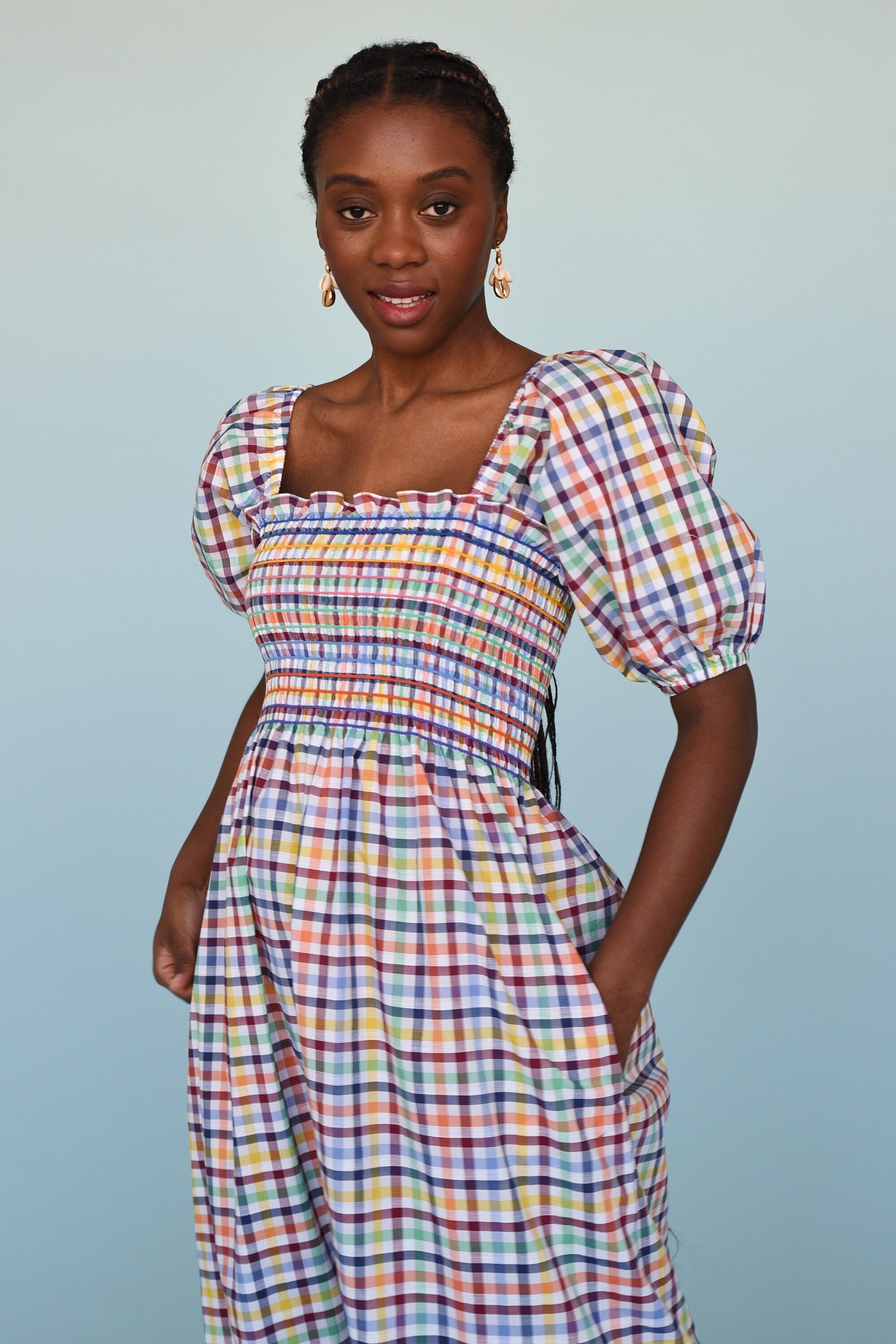 rainbow gingham dress