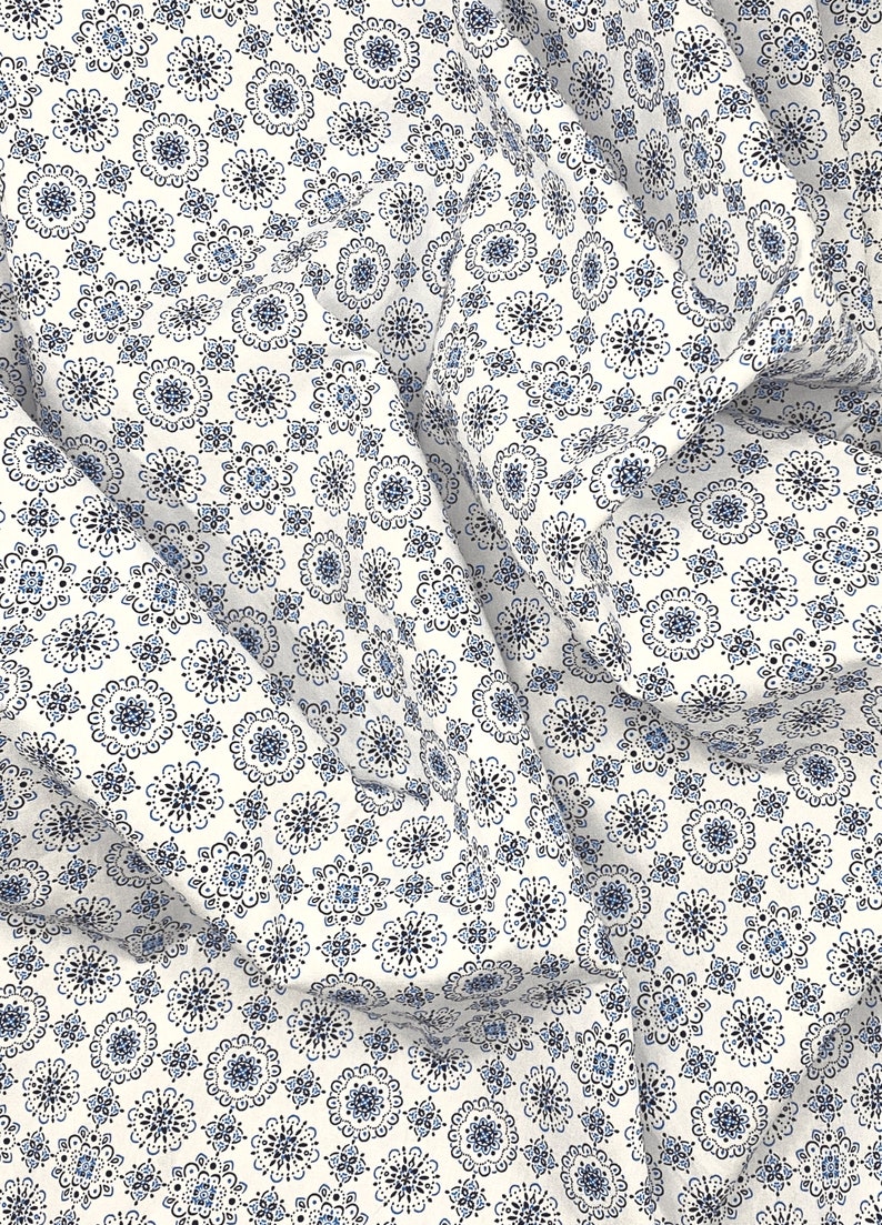 Blue Bandana Print Fabric Half Yard Cut Designer Deadstock Etsy