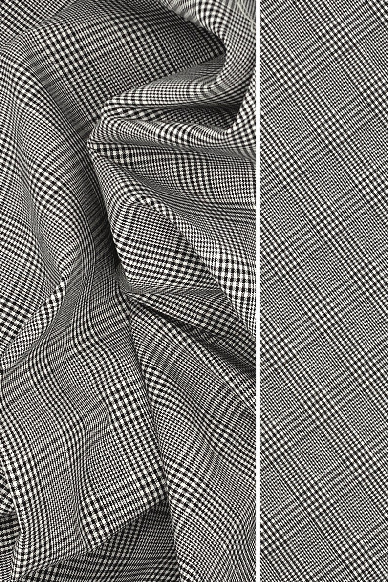 Black Glen Plaid Shirting, Prince of Wales Pure Cotton Fabric for Sewing Apparel Home Craft Quilt Sold By the 1/2 Yard Continuous zdjęcie 1