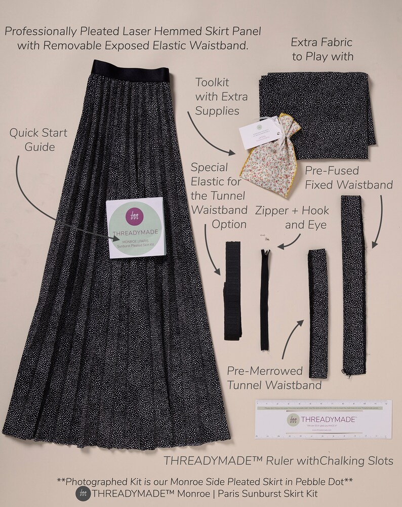Tropical Beach Skirt Easy to Sew Kit Pleated Skirt Project Pleated Circle Skirt DIY Midi Skirt Beginners Sewing Plus Size Patterns