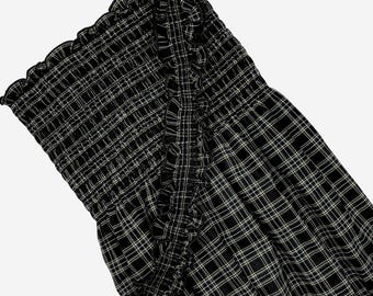 Smocked Cotton Fabric: Shirred Black White Plaid Material DIY  Dresses (50 inch wide)