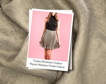 Beige Iridescent Cotton Rayon Sateen Fabric: Drapey Wash Finish