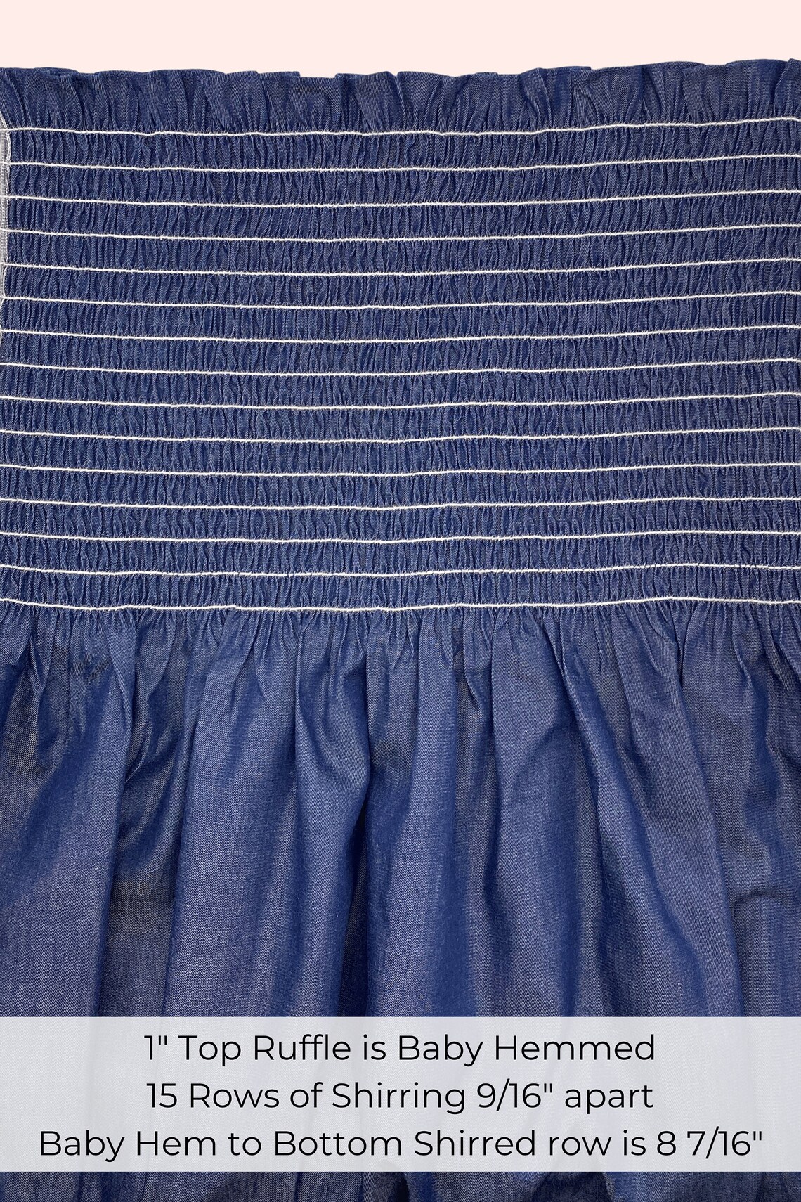 Pre Smocked Shirred Dark Denim Fabric With Elastic Shirring Etsy