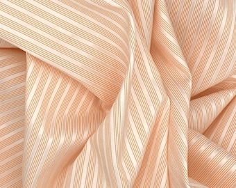 Shiny Orange-White Striped Polyester Satin Fabric for Apparel, Pajamas, Costumes & Crafts | Deadstock
