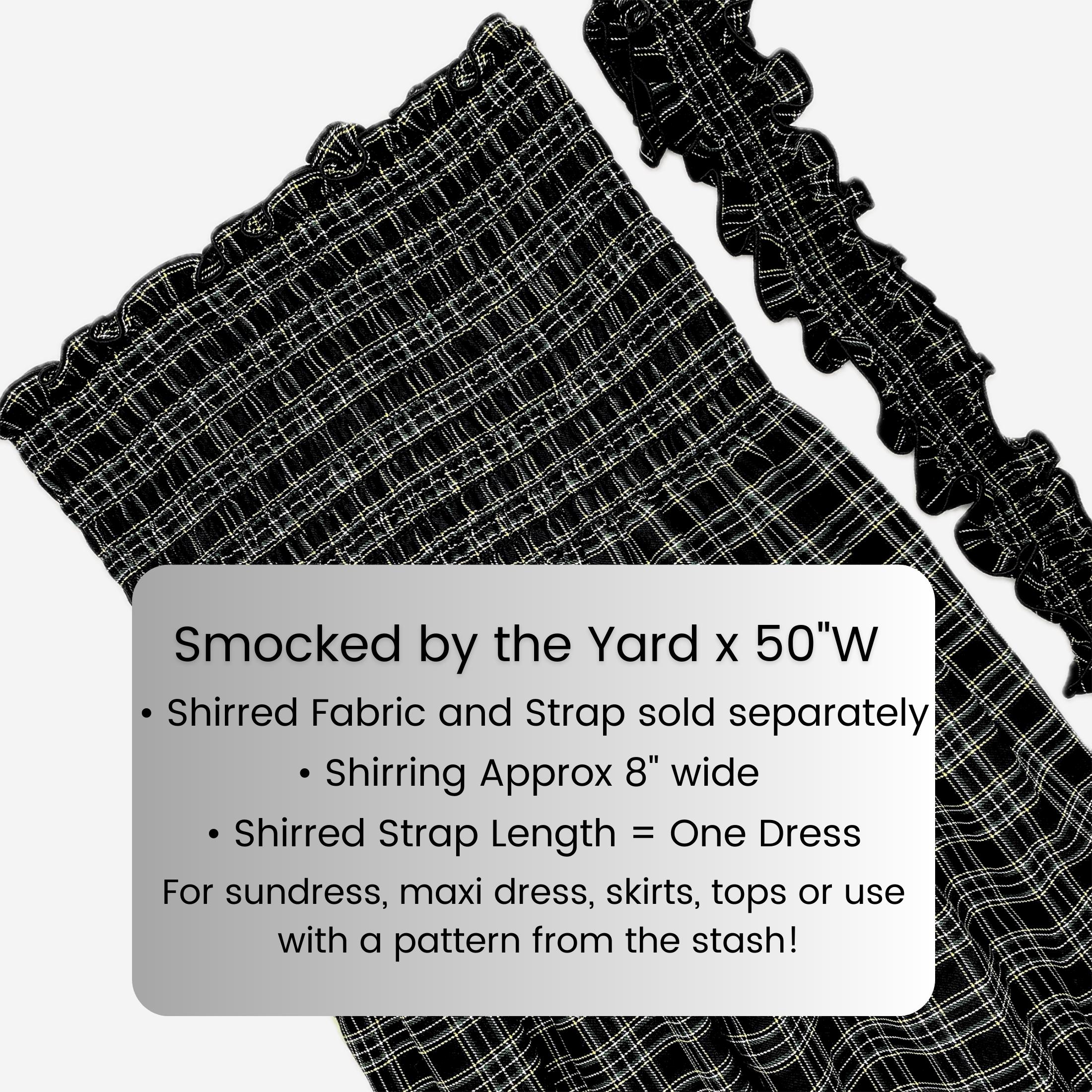 smocked fabric for dresses Purple Mini Gingham Cotton  50 Inch Wide by the Yard Shirred Strap Girls yellow blue floral cotton smocked fabric Smocked Cotton Fabric: Shirred Black