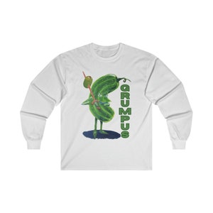 Long Sleeve T-Shirt, Grumpus, Unisex, Graphic T-Shirt, Pickle Design