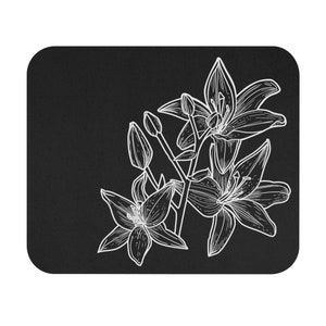 Mouse Pad, Lilly, Office Gift, Hand drawn Lilly Graphic, Computer Accessories