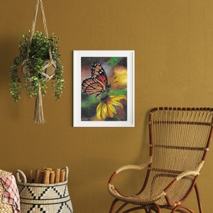 Printable, Monarch Butterfly, Wall Art, Nature Wall Decor, Butterfly Acrylic Painting