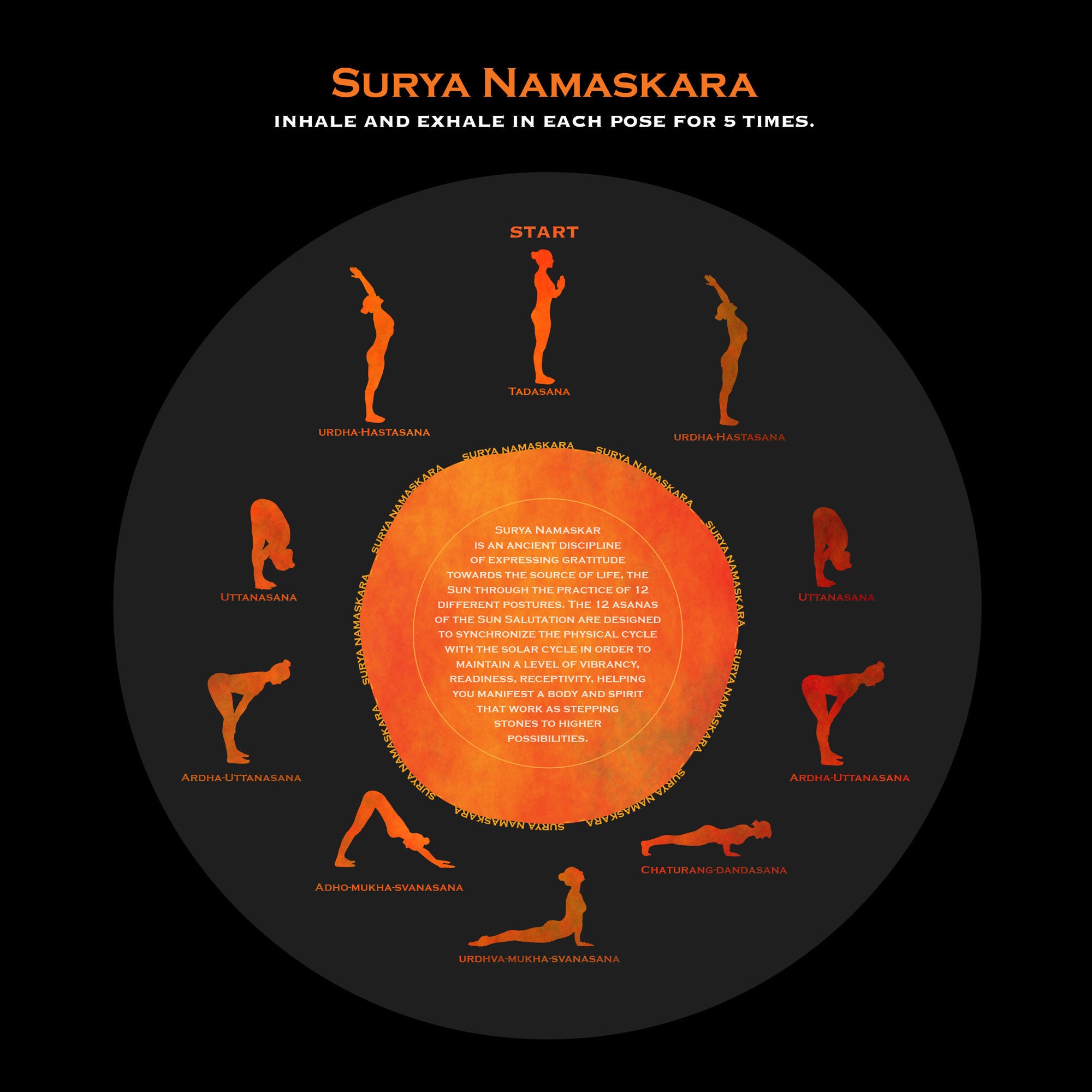 Yoga Poster Surya Namaskara Etsy