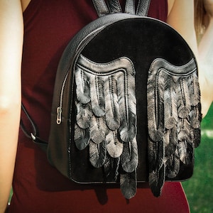 Leather Wing Backpack • Gothic Bag • Festival Backpack • Handmade Rock Style • Unique Gift