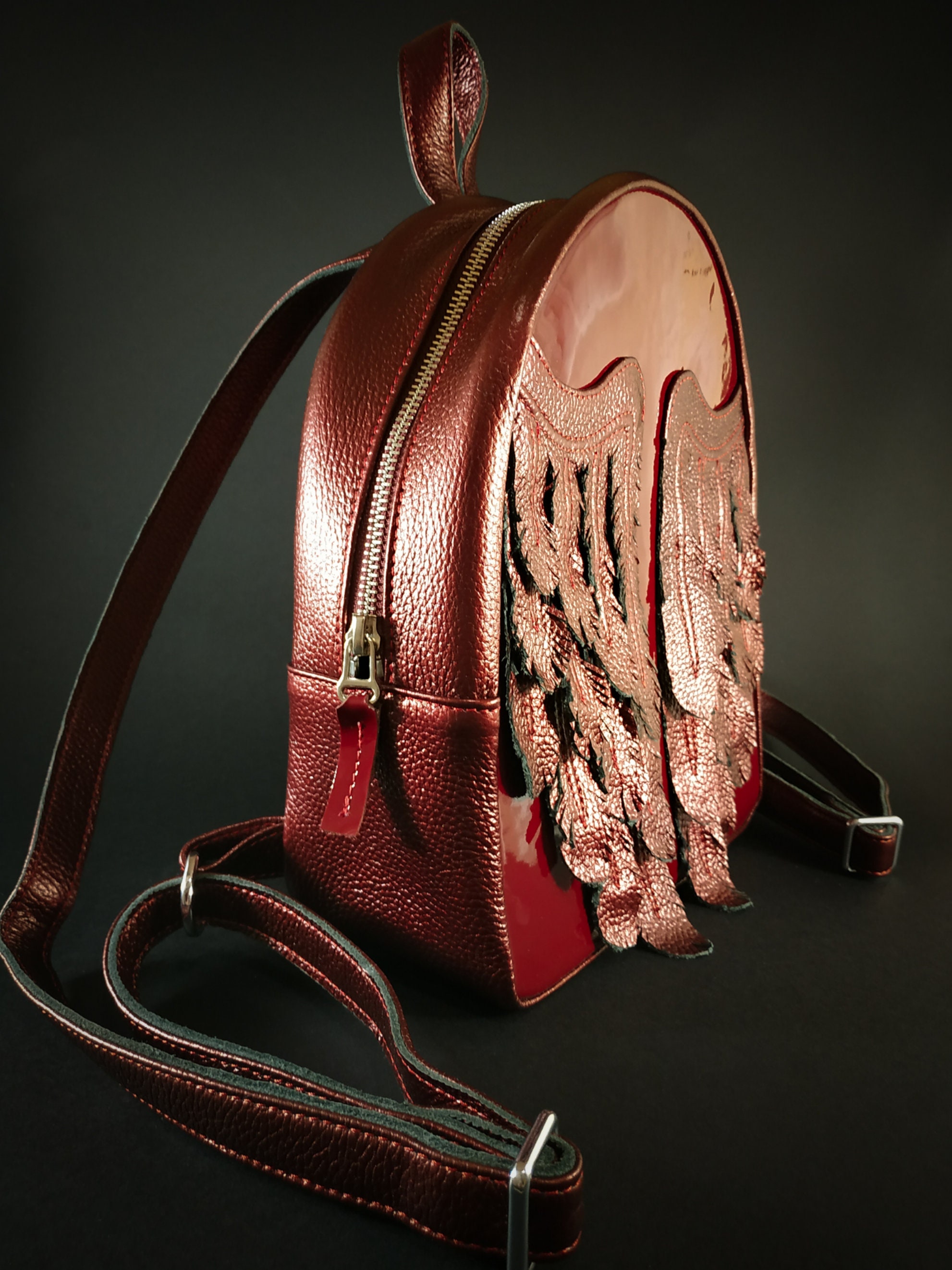 Wings Backpack. Leather Backpack. Mini Backpack. Goth Etsy