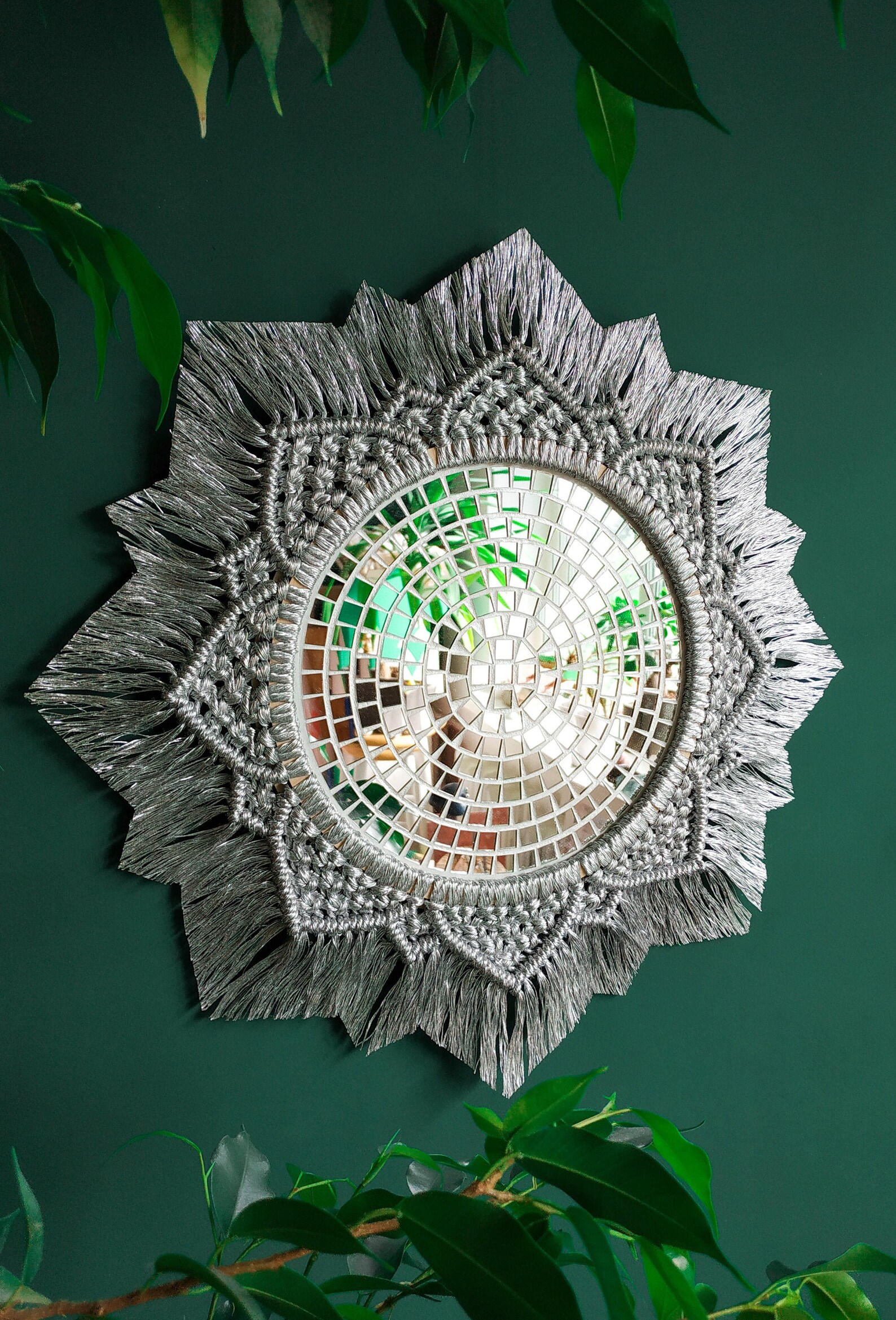 Macrame Mirror. Macrame Sun. Bohemian Mirror. Macrame Circle. Etsy