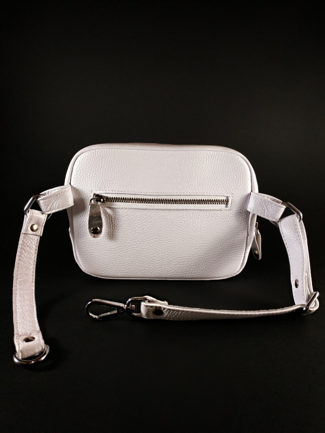 White Belt Bag. Leather Belt Bag. Silver Belt Bag. Leather Etsy
