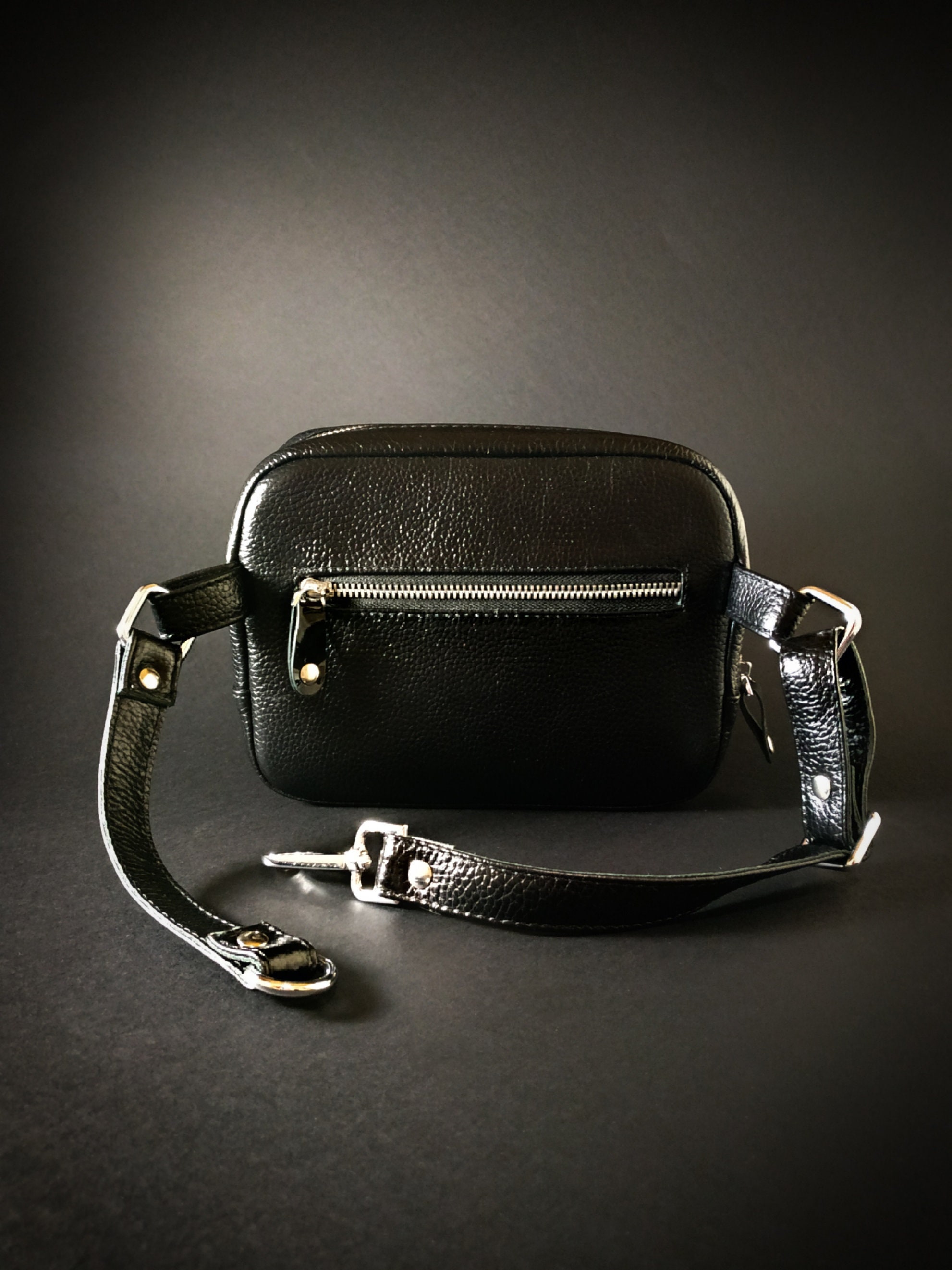 Black Hip Bag. Black Leather Belt Bag. Woman Belt Bag. Travel Etsy