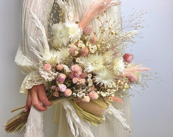 Dusty Pink and Ivory Wildflower Preserved Floral Bouquet