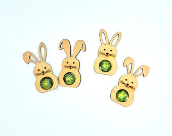 Personalisierte Osterhasen Osterdekoration Osterkugeln Hase mit Schokolade 4er Set