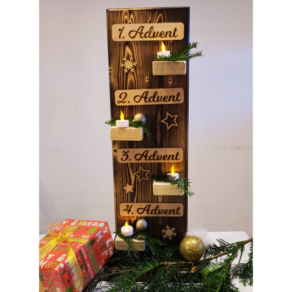 Adventschild Adventskranz aus Holz - Holzschild Advent