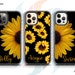 Personalized Sunflower Phone Case | Custom Made Clear Floral Phone Case for Apple iPhone, Samsung Galaxy and Google Pixel 