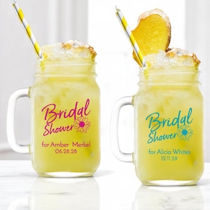 Personalized 24 pieces Printed Glass Mason Jar with Handle Large Size Glass Favors  Bridal Shower Sunflower Favor Ideas DESIGN-MG45 Favor