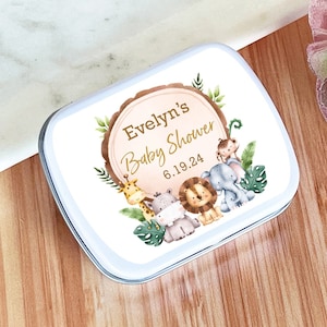 Personalized 8 Pieces Safari Baby Animals Mint Tins, Baby Shower  Mint Tin Container Favors : Empty (MG39)