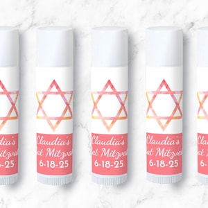 Personalized 10 Pieces Bat Mitzvah Star of David Lip Balm Favors Only, Bat Mitzvah Party Favors, Favors, Bat Mitzvah Favors ( MG830-N2 )