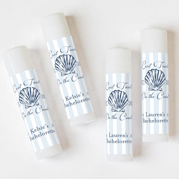 Personalized 10 Pieces Last Toast On The Coast Lip Balm Favors, DESIGN-MG69 Bach Party Lip Balm Favors