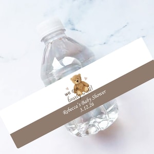 Personalized 16 Pieces We Can Bearly Wait Baby Shower Water Bottle Waterproof Labels Only Favors MG41 Teddy Bear Stickers Baby Shower Favors