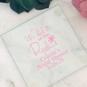 Personalized 24 pieces We Did It On The Beach Wedding Printed Glass Coaster DESIGN-MG7/V Wedding Coaster Favors