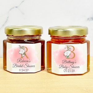Personalized Floral Gold Initial Baby Shower Honey Favors, Baby Shower Party Favors, Honey Party Favors ( MG822 )