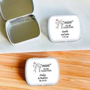 Personalized 8 Pcs Mint To Be Together Mint Tins, White Mint Tin Containers with Labels Favors, Wedding Empty Mint Tin Favors