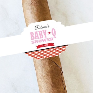 Baby Q  Favors, Personalized 15 pcs Baby Shower Cigar Band Labels Favors, Labels for Cigars Favors  Labels Only, MG54-S