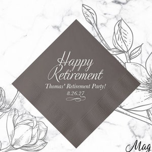 Personalized 100 Pieces Happy Retirement Personalized Napkins, Happy Retirement Cocktail Size Personalized Napkins MG3-Z7