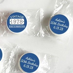 Personalized 24 Pieces Vintage Aged To Perfection Birthday Life Saver with Candies, Birthday Favors (MG1) -Assembled