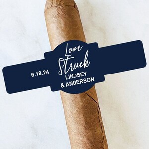 Personalized 15 Pcs Love Struck Cigar Band Labels Favors, Wedding Labels for Cigars Favors MG122-A Cigar Wedding Favors