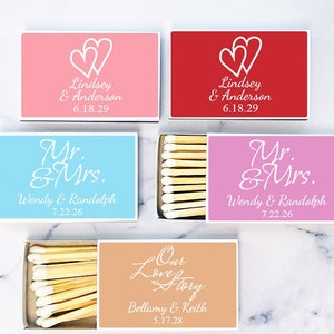 Personalized 50 Pcs Wedding Matchbox with Labels Favors, Wedding Matches Favors MG27-Y Matchbox Wedding Favors
