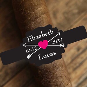 Personalized 15 Pcs Heart Arrow Wedding Design Cigar Band Labels Favors, Labels for Cigars Favors , Wedding, Labels Only