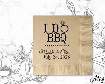 Personalized 100 Pieces I Do BBQ Names Napkins, Wedding Personalized Napkins, Cocktail Size Personalized Napkins MG3-N