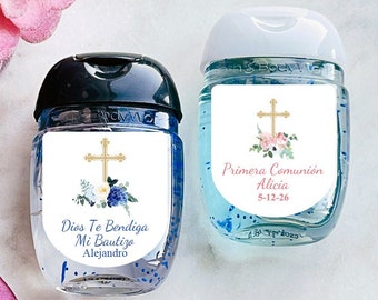 Personalized 20 Pieces Cross Baptism Confirmation Communion Hand Sanitizer Stickers Only, Party Favors, Favors, Stickers ONLY