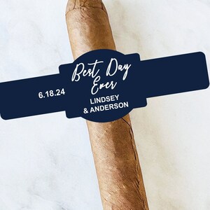 Personalized 15 Pcs Best Day Ever Cigar Band Labels Favors, Wedding Labels for Cigars Favors MG122-C Cigar Wedding Favors