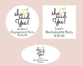 Printed 24 pieces Personalized Label Stickers She Said Yes Labels Favors, Personalized Labels Stickers for Favors