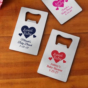 Personalized 24 pieces Printed Silver Stainless Steel Credit Card Bottle Opener, Sweet Baby  - Baby Shower Favors DESIGN-MG8o
