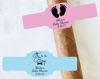 Personalized 15 Pieces Baby Shower Cigar Label Bands, Baby Shower Favor Labels for Cigars Bands Favors (MG33)