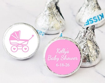 Personalized 108 Pieces  Baby Shower Girl Kisses Stickers DESIGN-MG32 Baby Girl Favors - Stickers Only