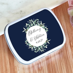Personalized 8 Pieces Foliage Wedding Mint Tins, Foliage Wedding Mint Tin Container Favors : Empty (MG838)