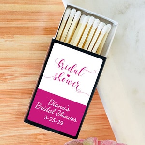 Personalized 50 Pcs Bridal Shower Matchbox with Labels Favors, Engagement Party Matches Favors MG214-Y Matchbox Bridal Shower Favors