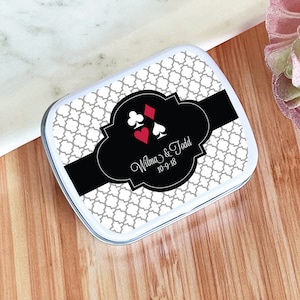 Personalized 8 Pieces Personalized Vegas Mint Tins, Bachelorette Party, Wedding Favors Mint Tin Container Favors : Empty