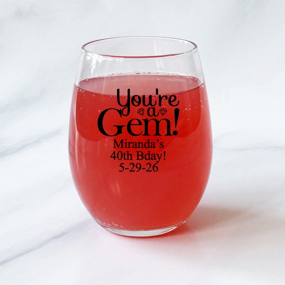 Personalized Birthday Stemless Wine Glass, Design: BDAY5