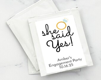 Personalized 30 Pcs  She Said Yes Tea Party Favors, Engagement Party Cocoa Favors MG44-W Bridal Shower Tea Bag Favors