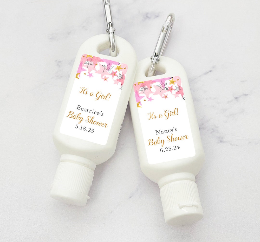 Personalized 6 Pieces Pink Gold Stars Mini Sunscreen Favors, Baby ...
