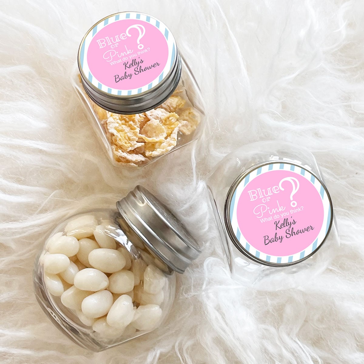 Personalized 12 Pieces Gender Reveal Boy or Girl Mini Glass Favor